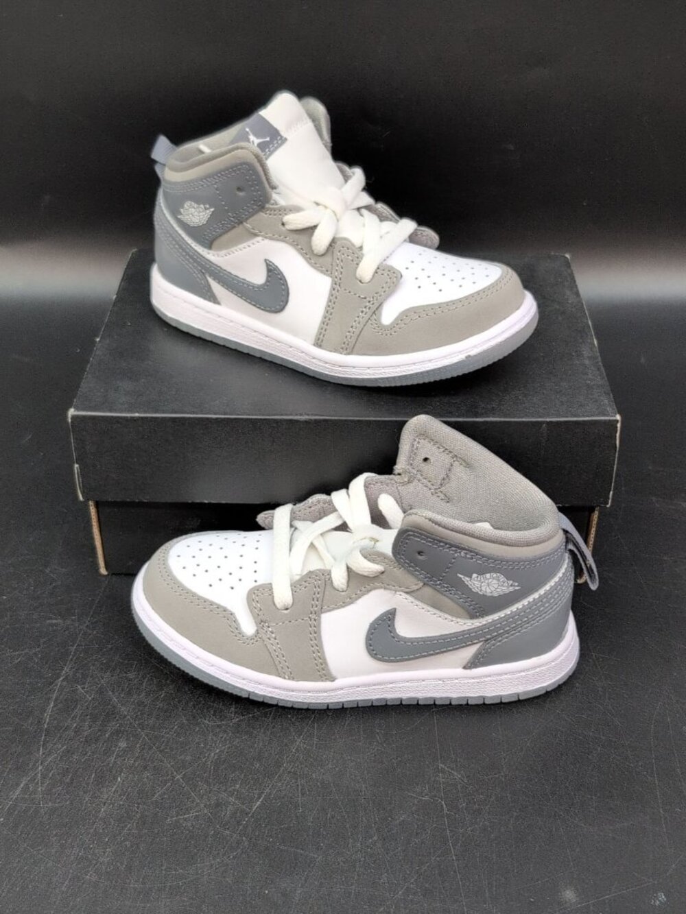Nike Air Jordan 1 Mid SE Toddler Sneakers 9C White Grey HF3195-100